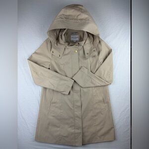 Cole Haan Women's Beige Hooded Rain Jacket Trench Coat Size Small